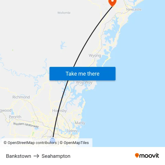 Bankstown to Seahampton map