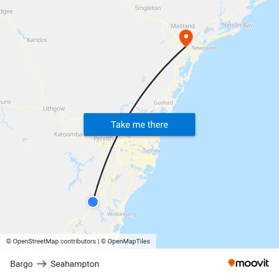 Bargo to Seahampton map