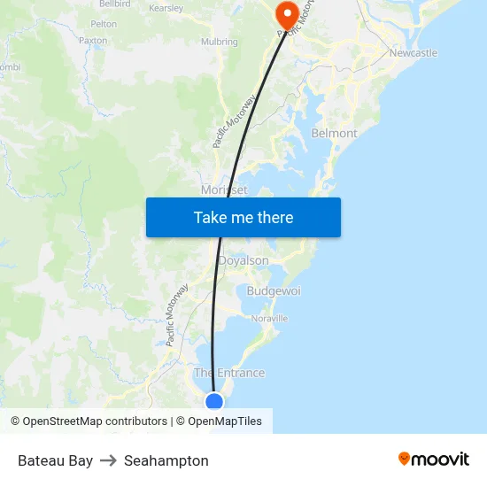 Bateau Bay to Seahampton map