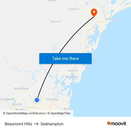 Beaumont Hills to Seahampton map