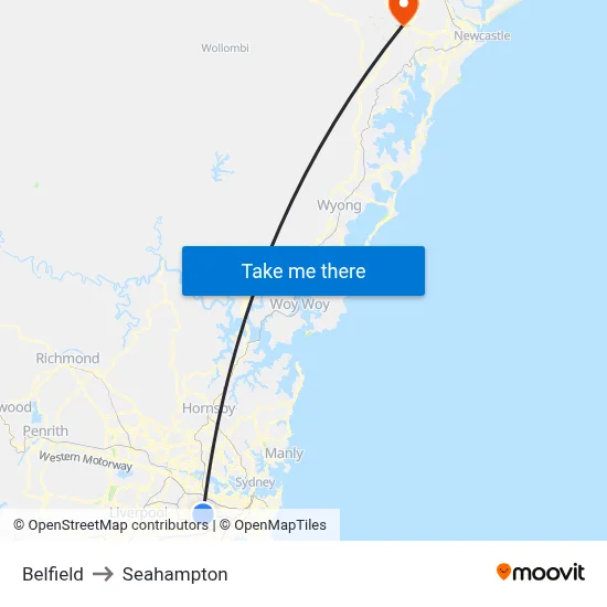 Belfield to Seahampton map