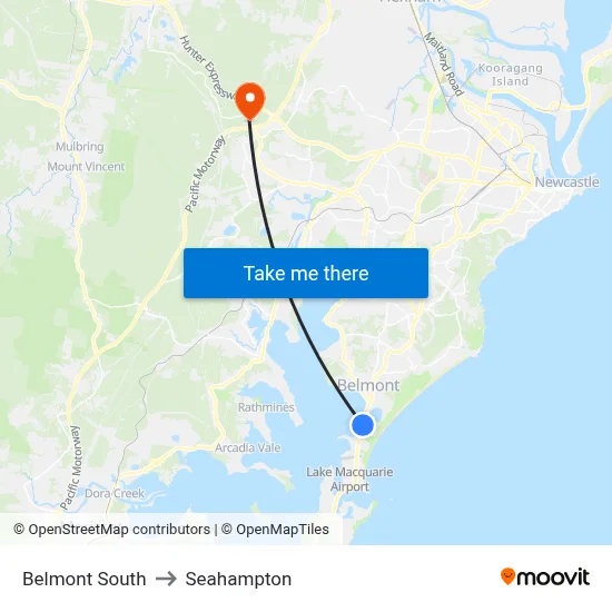 Belmont South to Seahampton map