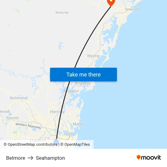 Belmore to Seahampton map