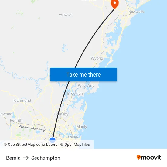 Berala to Seahampton map