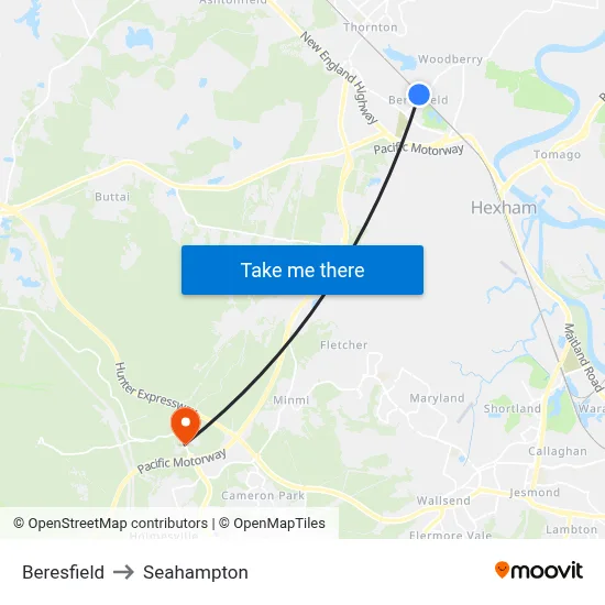 Beresfield to Seahampton map