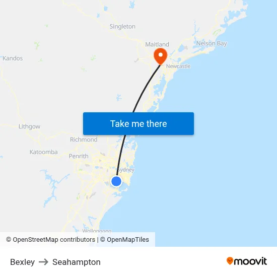 Bexley to Seahampton map
