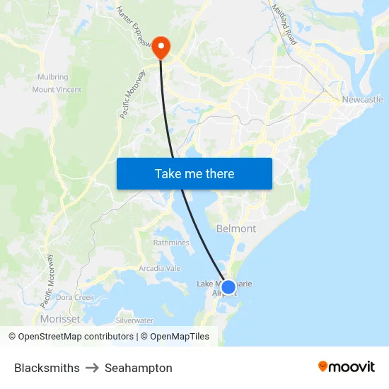 Blacksmiths to Seahampton map