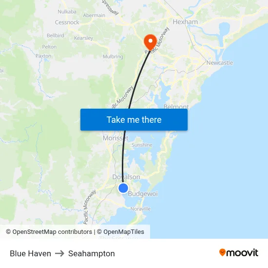 Blue Haven to Seahampton map