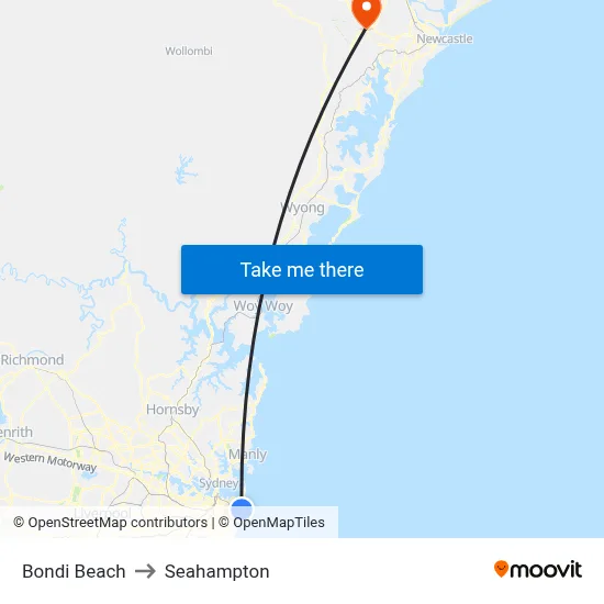 Bondi Beach to Seahampton map