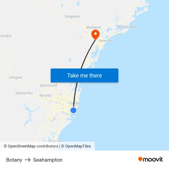 Botany to Seahampton map