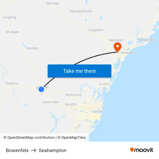 Bowenfels to Seahampton map