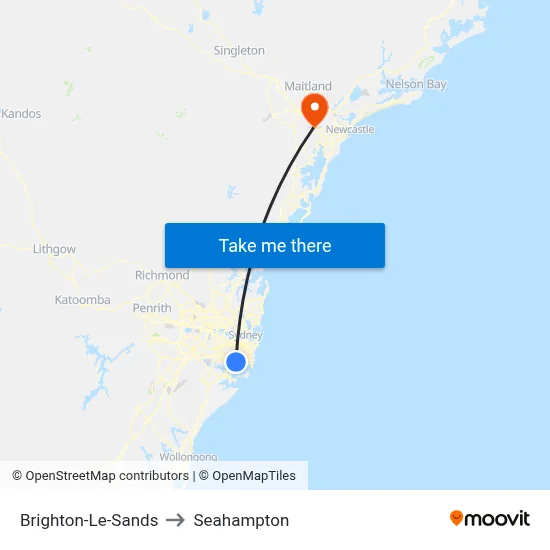 Brighton-Le-Sands to Seahampton map