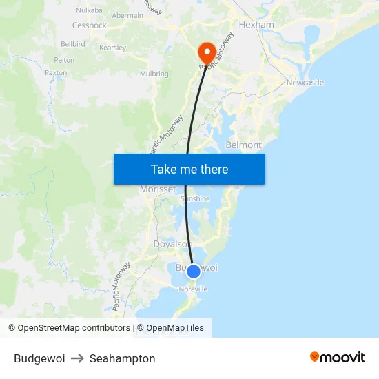 Budgewoi to Seahampton map