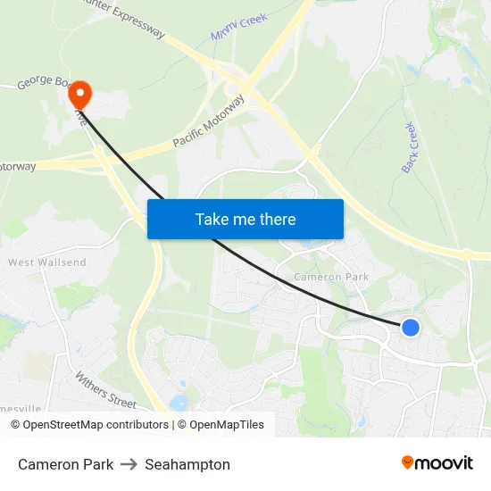 Cameron Park to Seahampton map