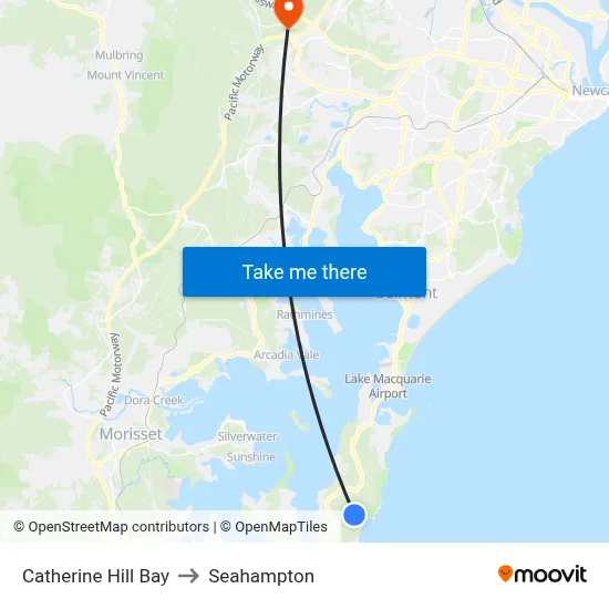 Catherine Hill Bay to Seahampton map