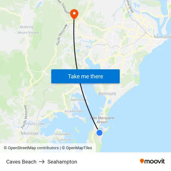 Caves Beach to Seahampton map