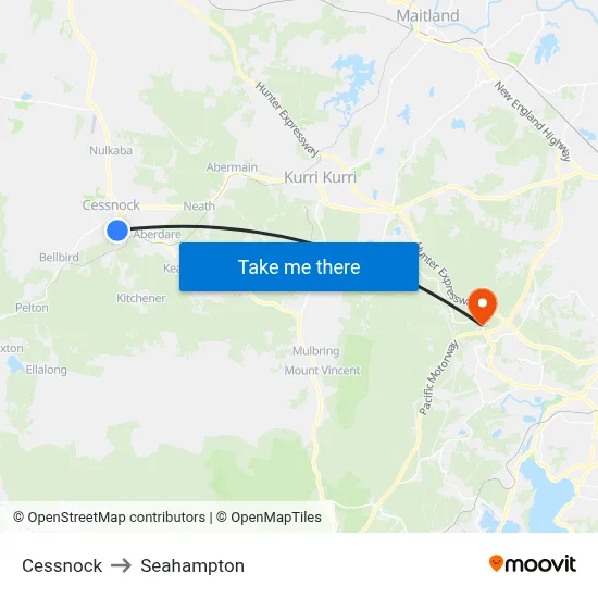 Cessnock to Seahampton map