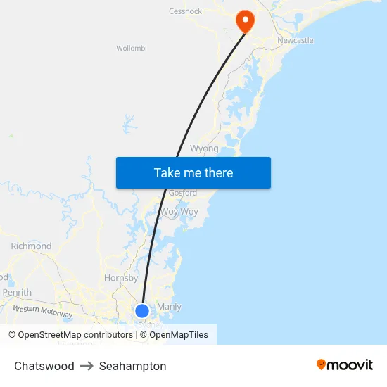 Chatswood to Seahampton map