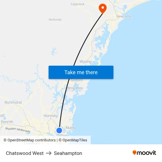 Chatswood West to Seahampton map