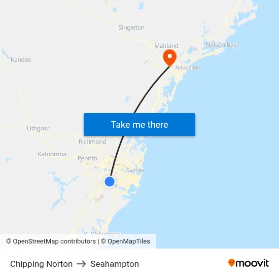 Chipping Norton to Seahampton map