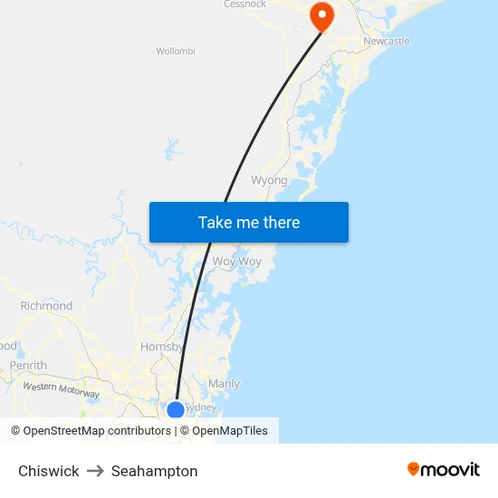 Chiswick to Seahampton map