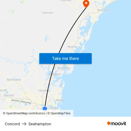 Concord to Seahampton map