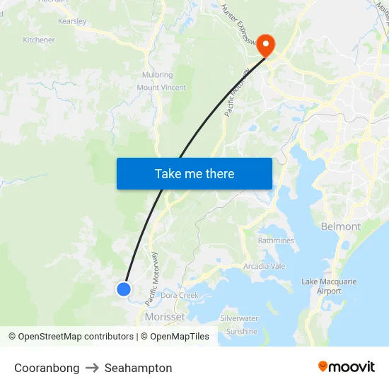 Cooranbong to Seahampton map