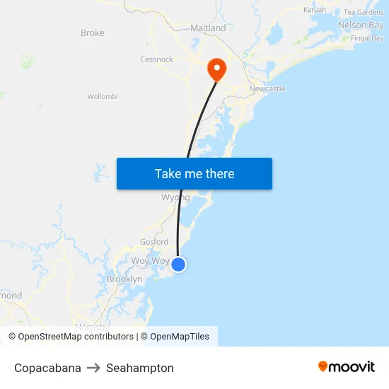 Copacabana to Seahampton map