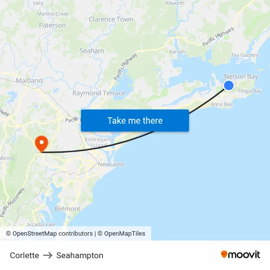 Corlette to Seahampton map