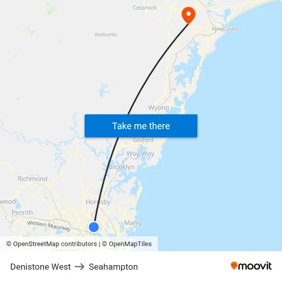 Denistone West to Seahampton map
