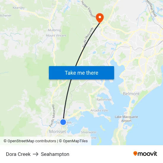 Dora Creek to Seahampton map