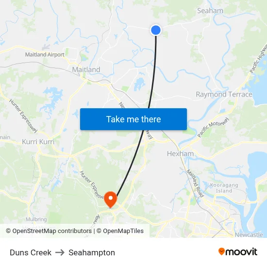 Duns Creek to Seahampton map