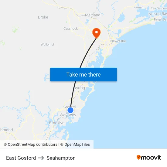 East Gosford to Seahampton map