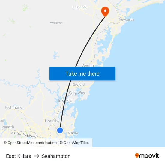 East Killara to Seahampton map