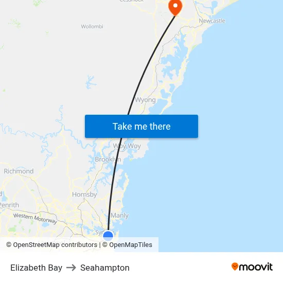 Elizabeth Bay to Seahampton map