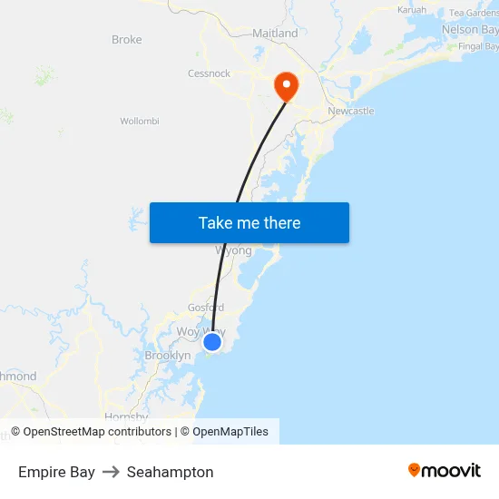 Empire Bay to Seahampton map
