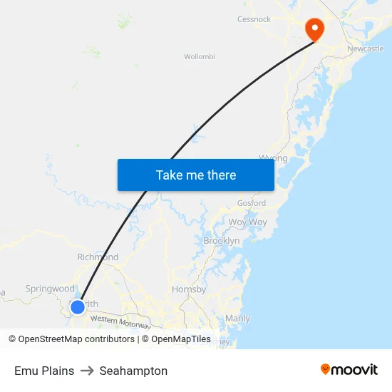 Emu Plains to Seahampton map