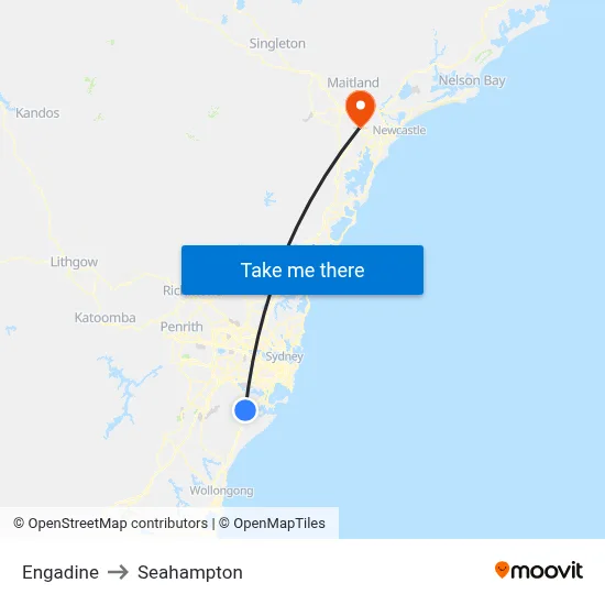 Engadine to Seahampton map