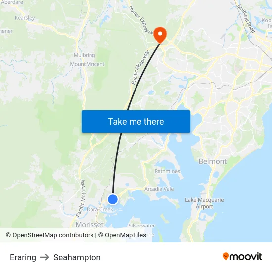 Eraring to Seahampton map