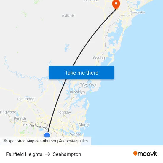 Fairfield Heights to Seahampton map