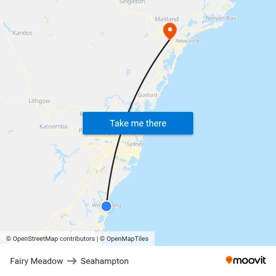 Fairy Meadow to Seahampton map