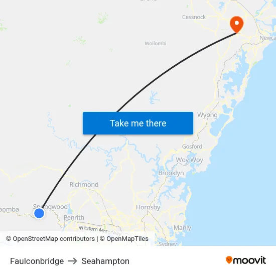 Faulconbridge to Seahampton map