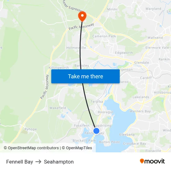 Fennell Bay to Seahampton map