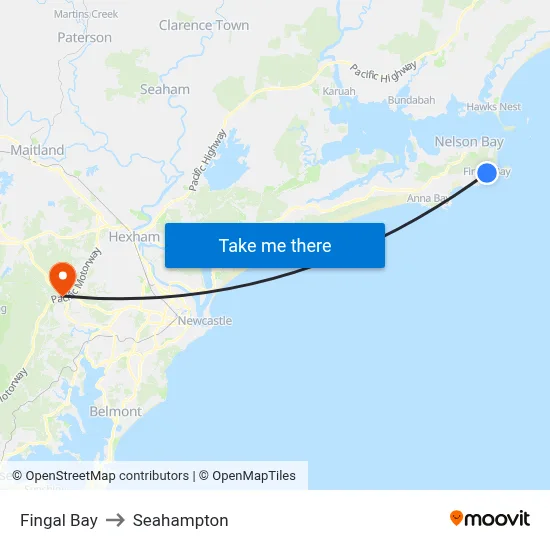 Fingal Bay to Seahampton map