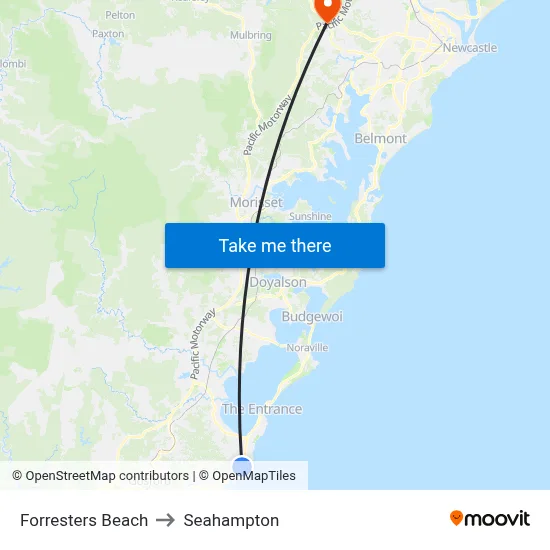Forresters Beach to Seahampton map