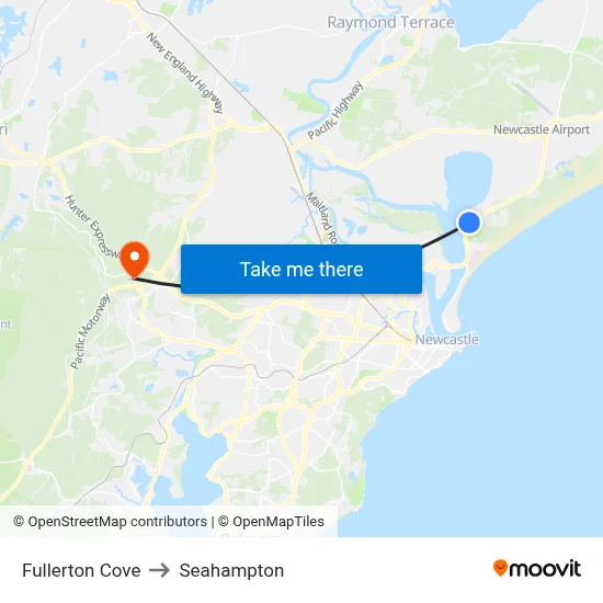 Fullerton Cove to Seahampton map