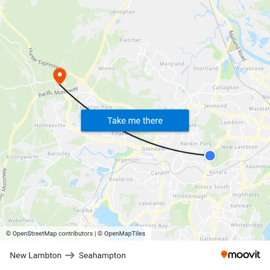 New Lambton to Seahampton map