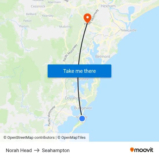 Norah Head to Seahampton map