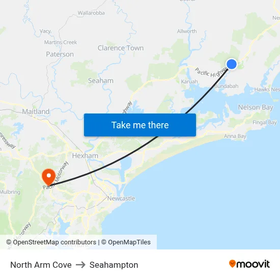 North Arm Cove to Seahampton map