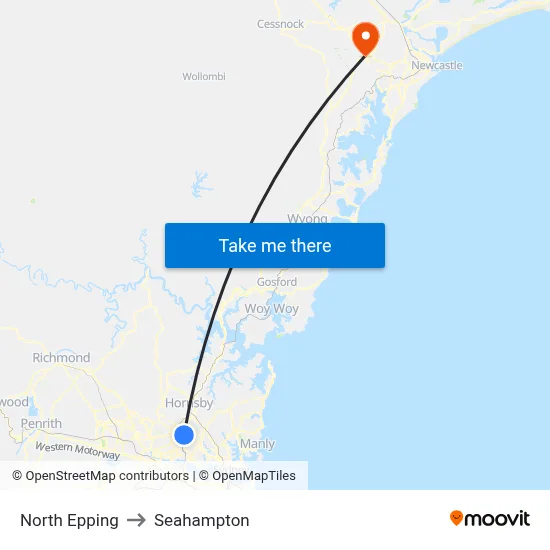 North Epping to Seahampton map